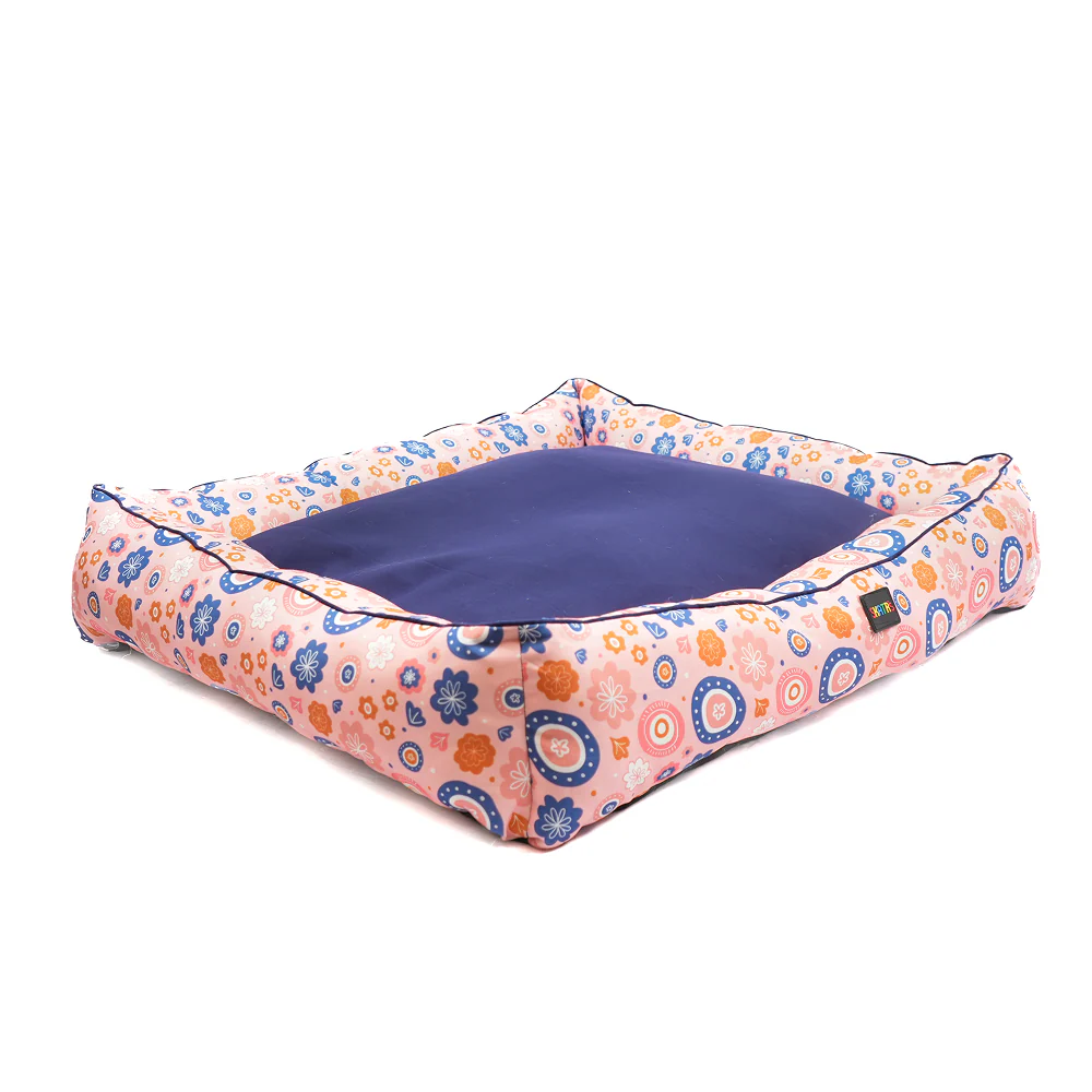 Skatrs Floral Bed for Dogs & Cats (Pink/Blue) - Image 3