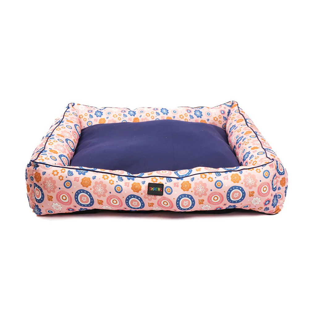 Skatrs Floral Bed for Dogs & Cats (Pink/Blue) - Image 4