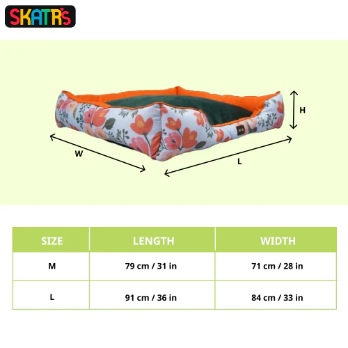Skatrs Flower Meadow Bed for Dogs & Cats (Orange/Green) - Image 4