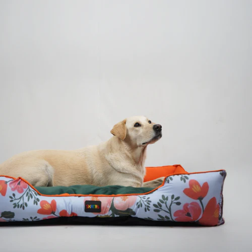 Skatrs Flower Meadow Bed for Dogs & Cats (Orange/Green) - Image 5