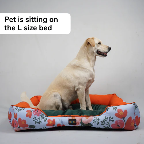 Skatrs Flower Meadow Bed for Dogs & Cats (Orange/Green) - Image 6