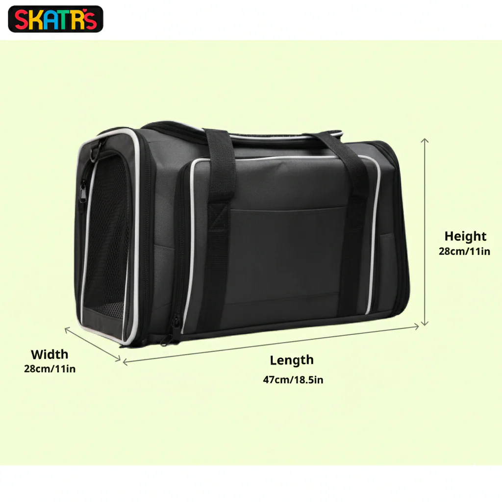 Skatrs Foldable Expandable Pet Travel Carrier Bag for Small Dogs, Adult Cats & Kittens (Grey) - Image 2