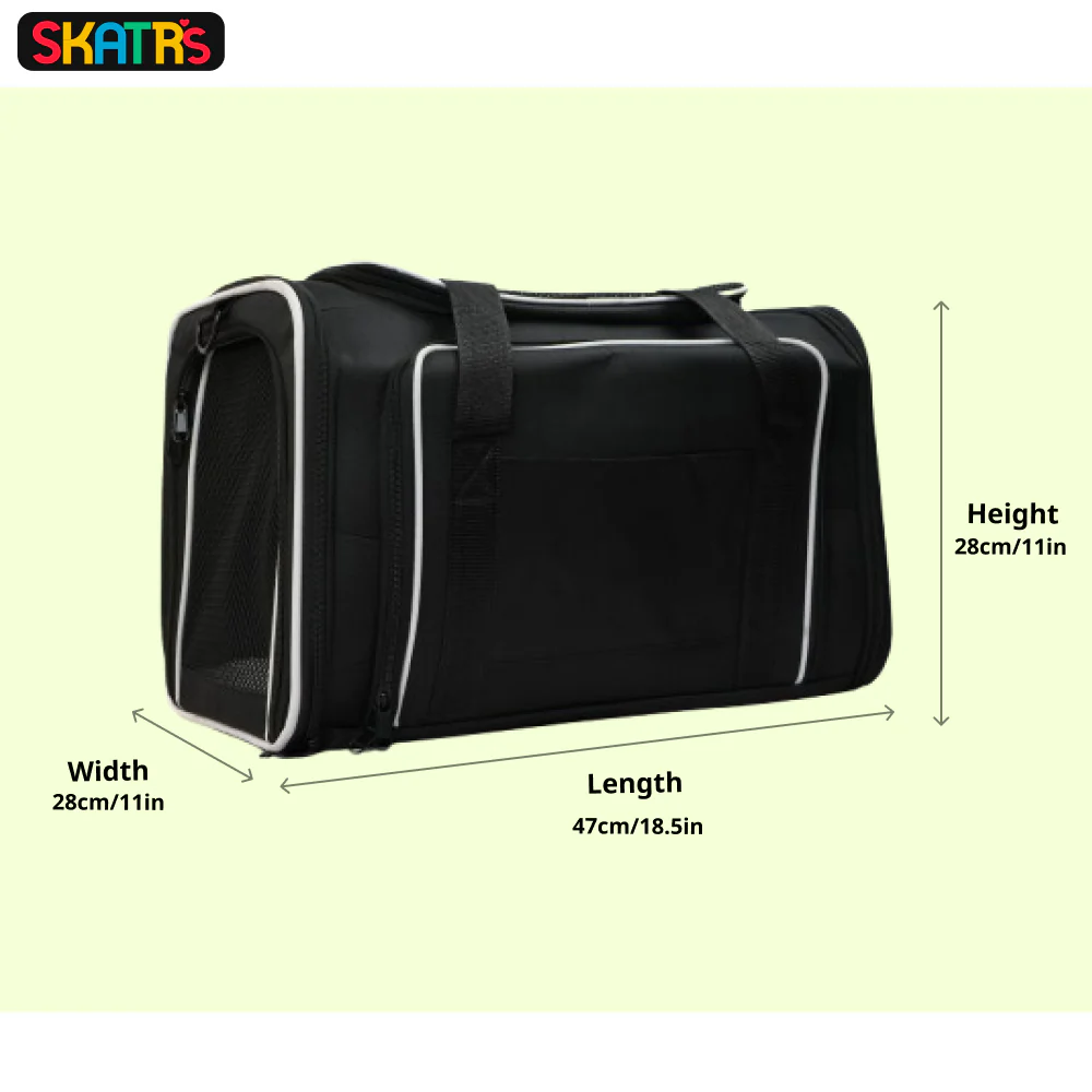 Skatrs Foldable Expandable Pet Travel Carrier Bag for Small Dogs, Adult Cats & Kittens (Grey with Neon Green) - Image 2