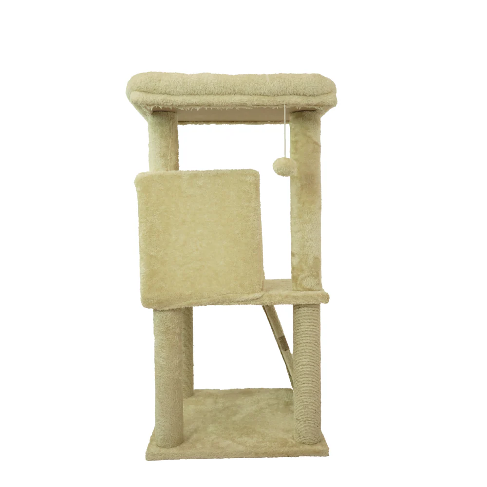 Skatrs Fur Fabric Ladder Jute Rope Scratching Post Cat tree for Cats and Kittens (Beige) - Image 3
