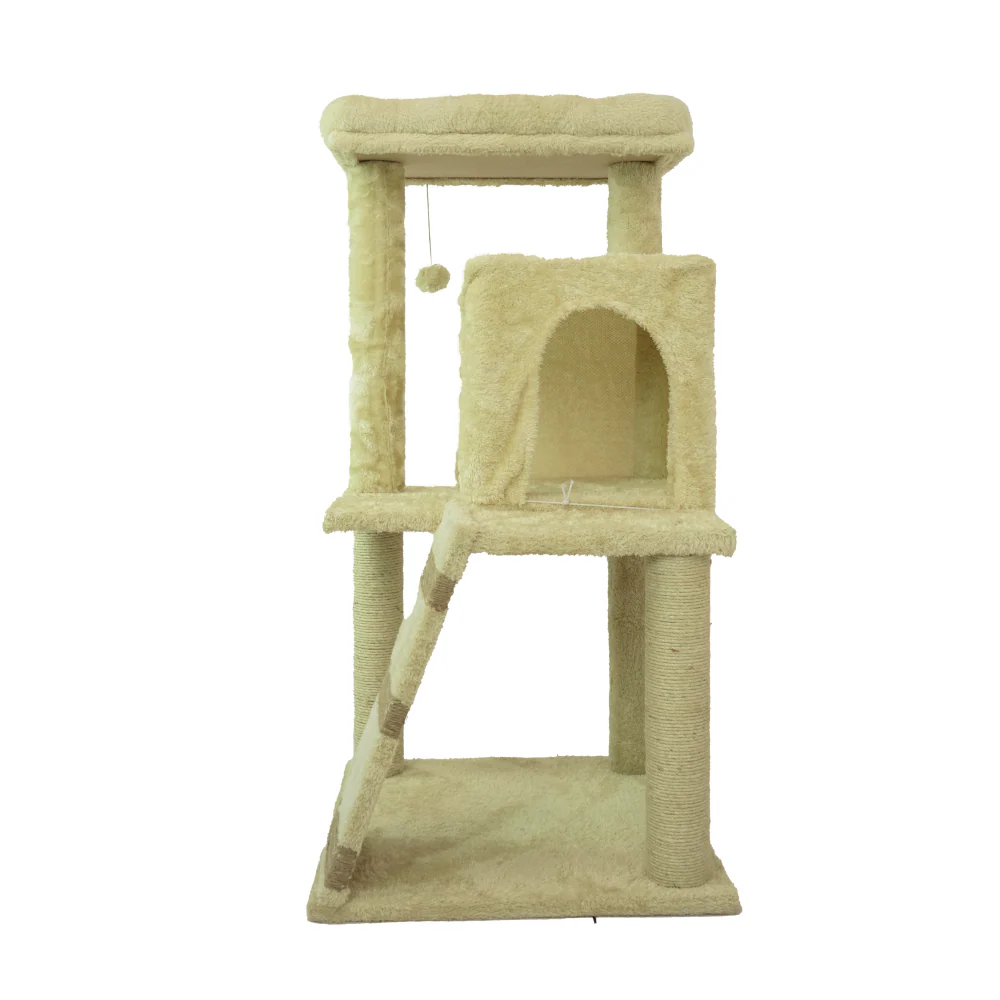 Skatrs Fur Fabric Ladder Jute Rope Scratching Post Cat tree for Cats and Kittens (Beige) - Image 4