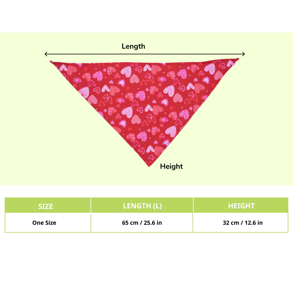 Skatrs Heart Printed Bandana for Dogs and Cats (Red) - Image 2