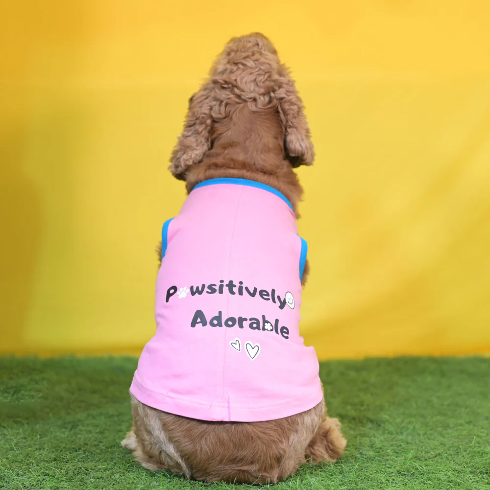 Skatrs Pawsitively Adorable Printed Summer Cotton T Shirt for Dogs and Cats (Pink) - Image 2