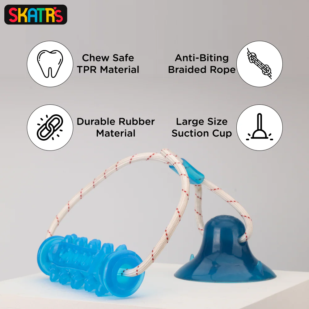 Skatrs Interactive Vacuum Pull and Bite Toy for Dogs (Blue) - Image 2