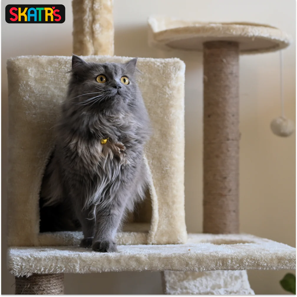 Skatrs Kitty Kastle Multi Level Cat Tree with Condo, Scratching Post, Platform and Ladder Toy and Satisfying Wave Cat Scratcher with 2g Premium Catnip Combo - Image 5