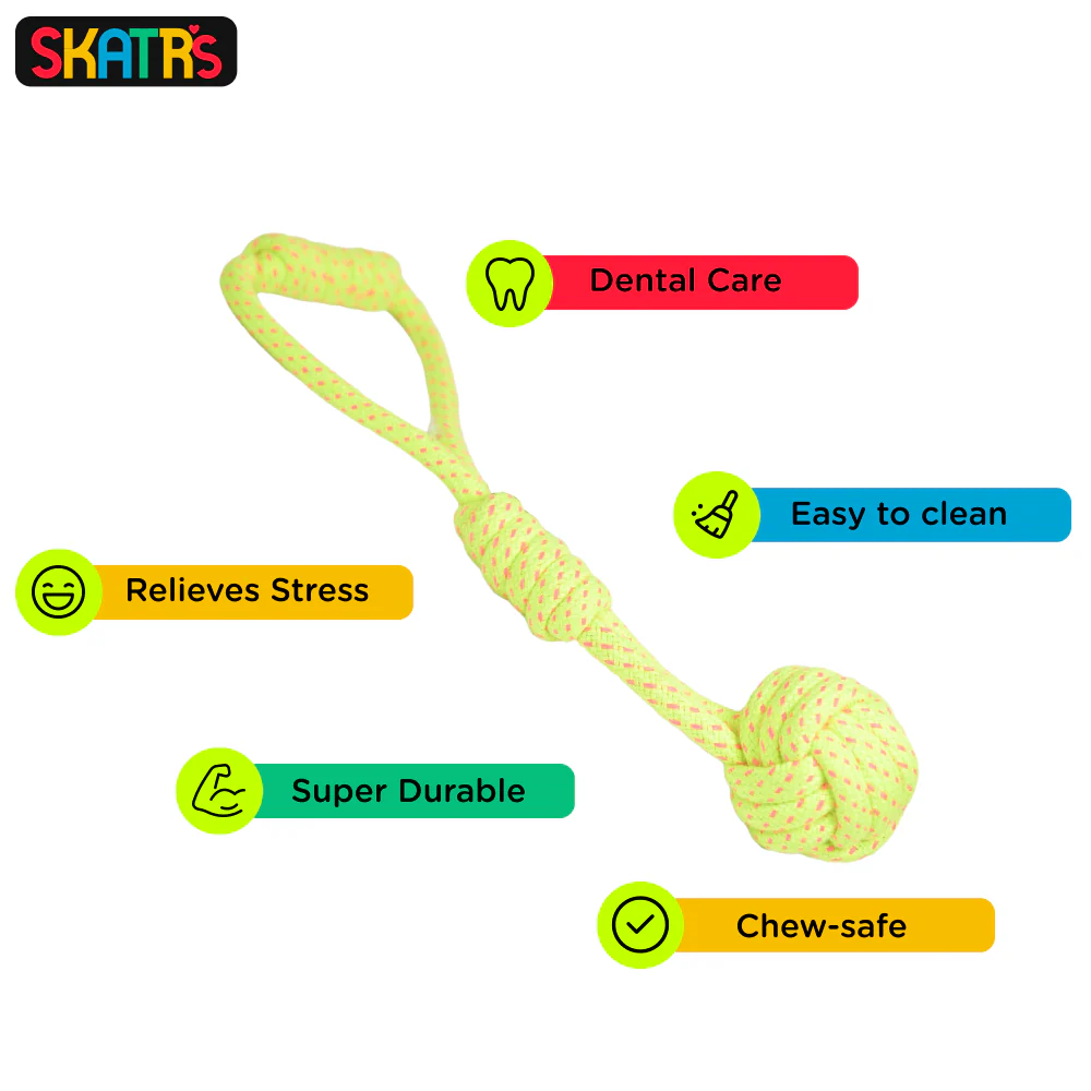 Skatrs Ball, Bone, Ring and Knotted Ball 4 in 1 Rope Tug Toy Combo for Dogs and Cats - Image 3