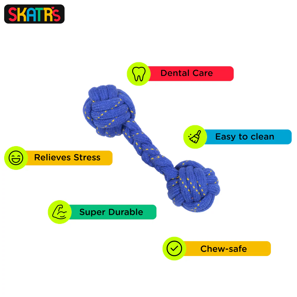 Skatrs Knotted Dummy, Knotted Ball, Dumbbell and Ball Shaped Rope Chew Toy for Dogs and Cats Combo - Image 10