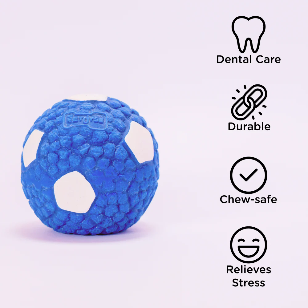 Skatrs Latex Football Toy for Dogs and Cats (Blue & White) - Image 3