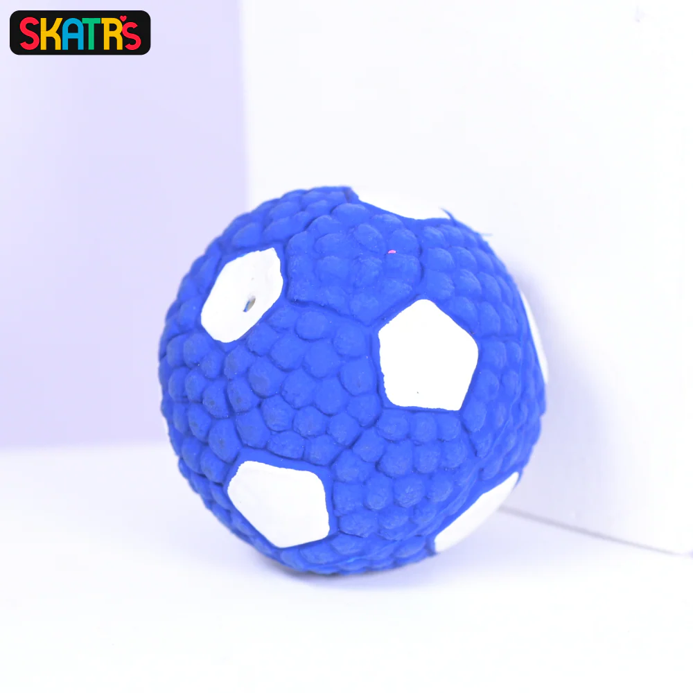 Skatrs Latex Football Toy for Dogs and Cats (Blue & White) - Image 4