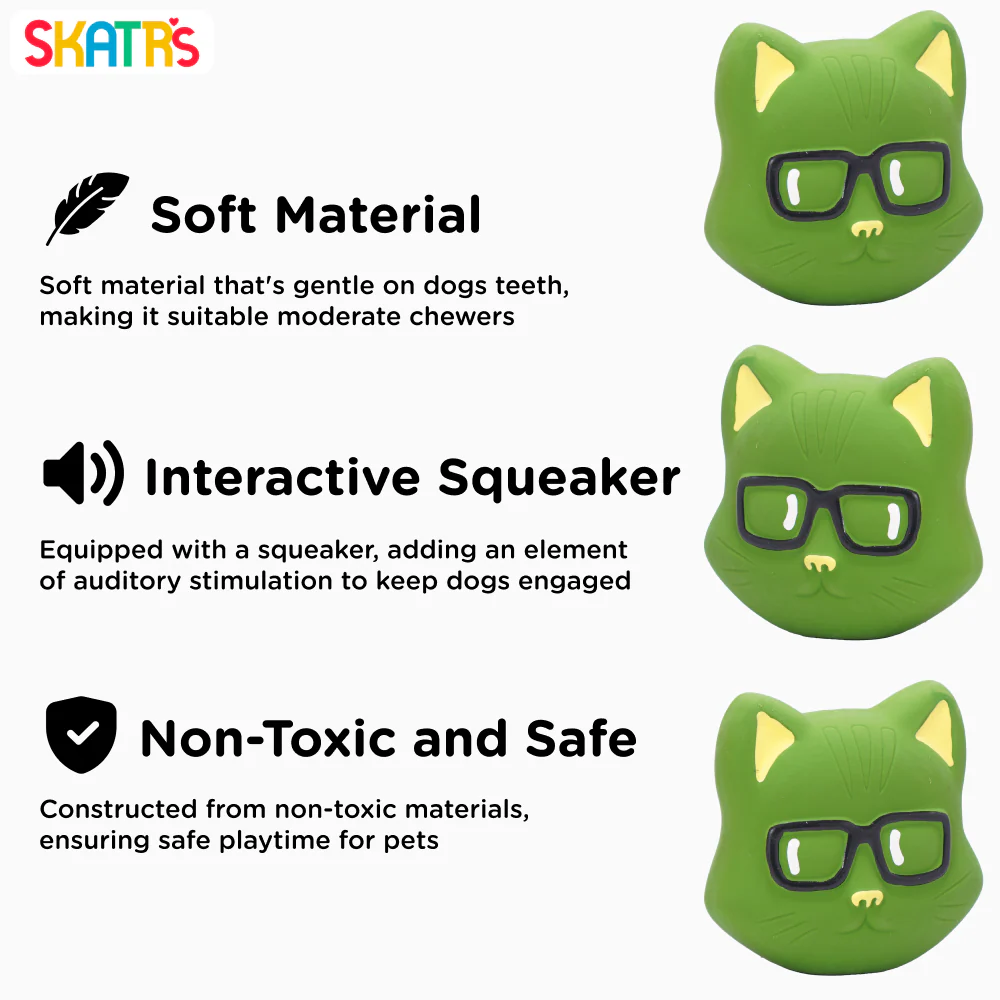 Skatrs Latex Squeaky Cat Toy for Dogs and Cats (Green) - Image 3
