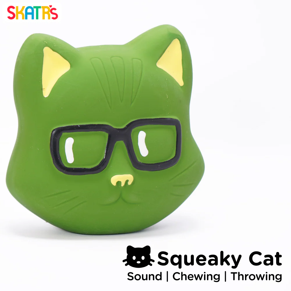 Skatrs Latex Squeaky Cat Toy for Dogs and Cats (Green) - Image 2