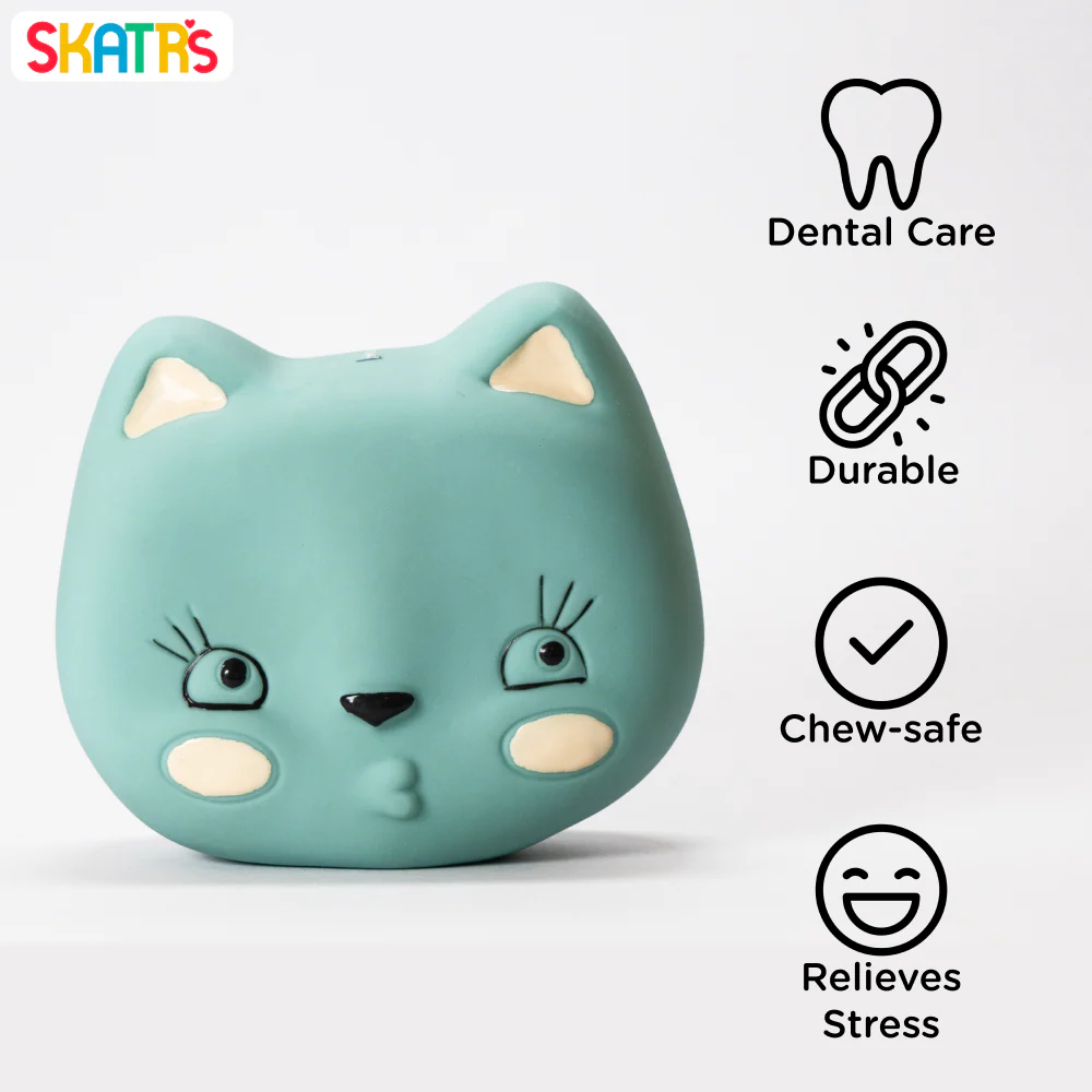 Skatrs Latex Squeaky Miss Cat Toy for Dogs and Cats (Green) - Image 2