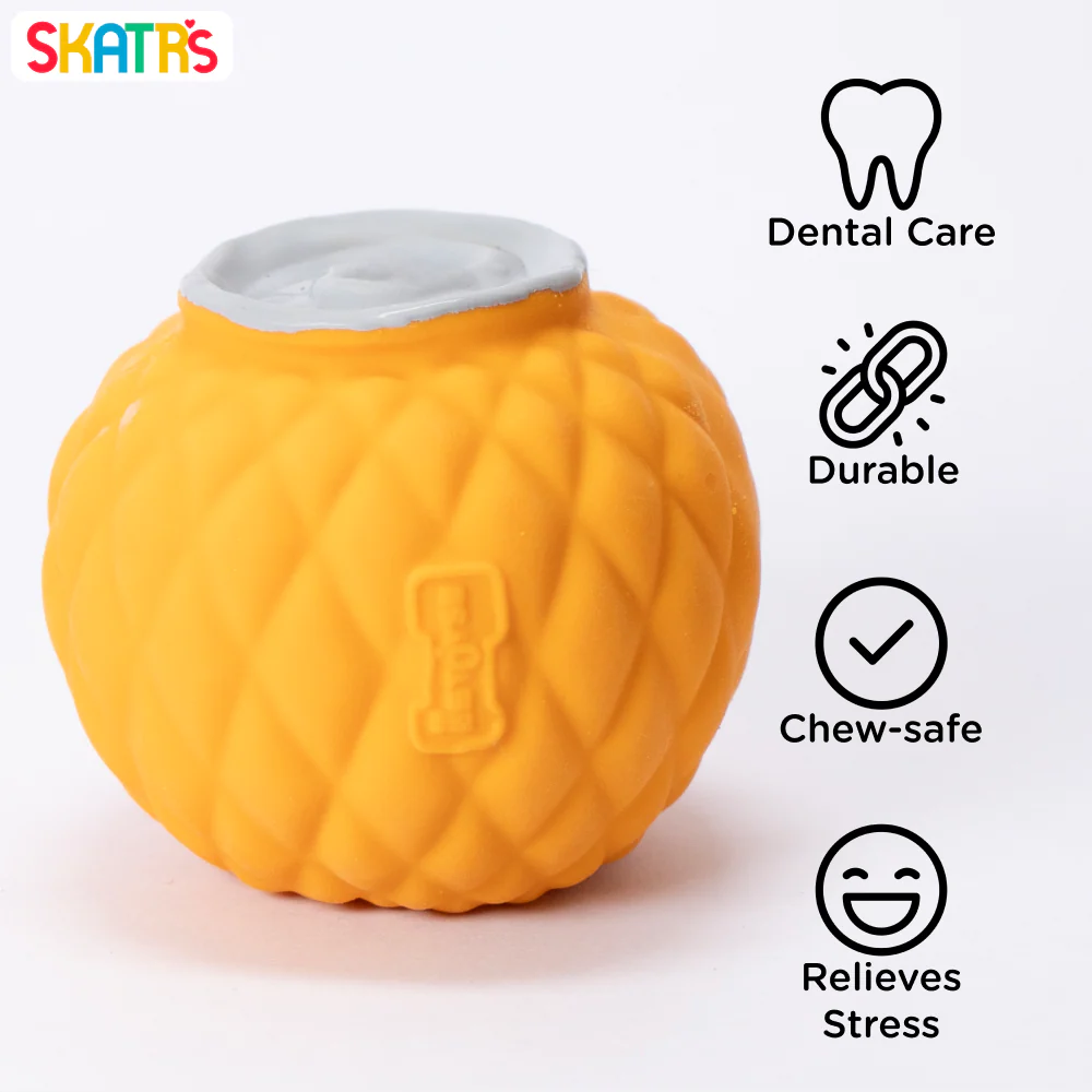 Skatrs Latex Squeaky Pineapple Shaped Toy for Dogs and Cats (Yellow) - Image 3