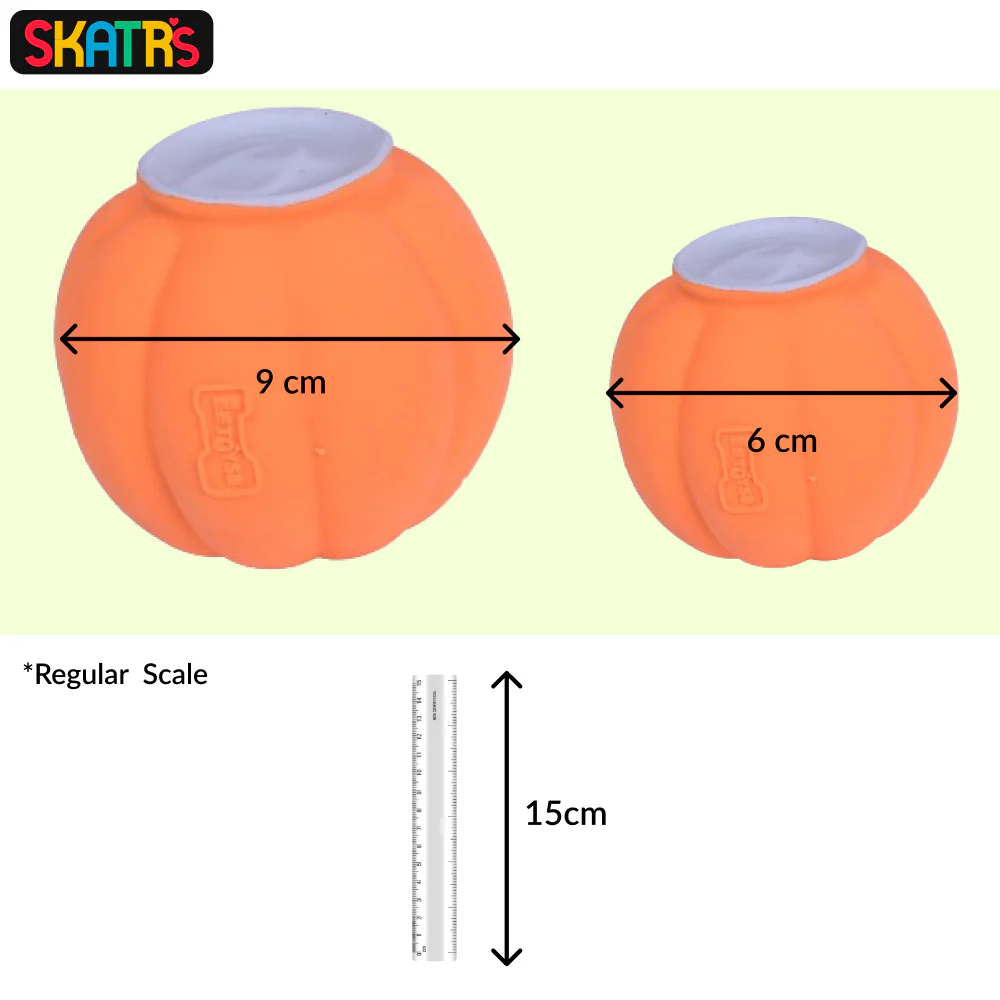 Skatrs Latex Squeaky Pumpkin Toy for Dogs and Cats (Orange) - Image 2