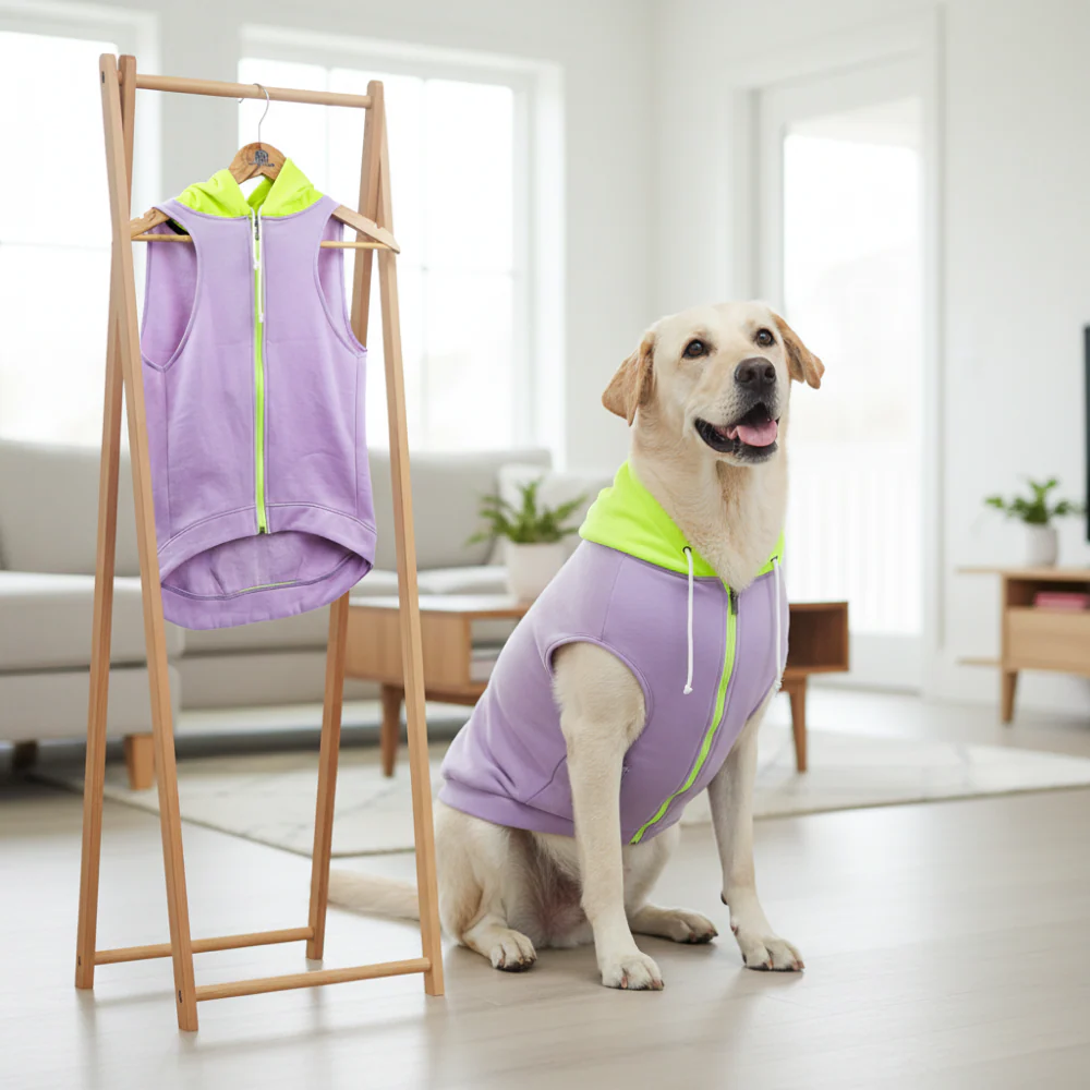 Skatrs Lilac Pop In-Style Hoodie For Dogs and Cats(Lilac & Neon Green) - Image 10