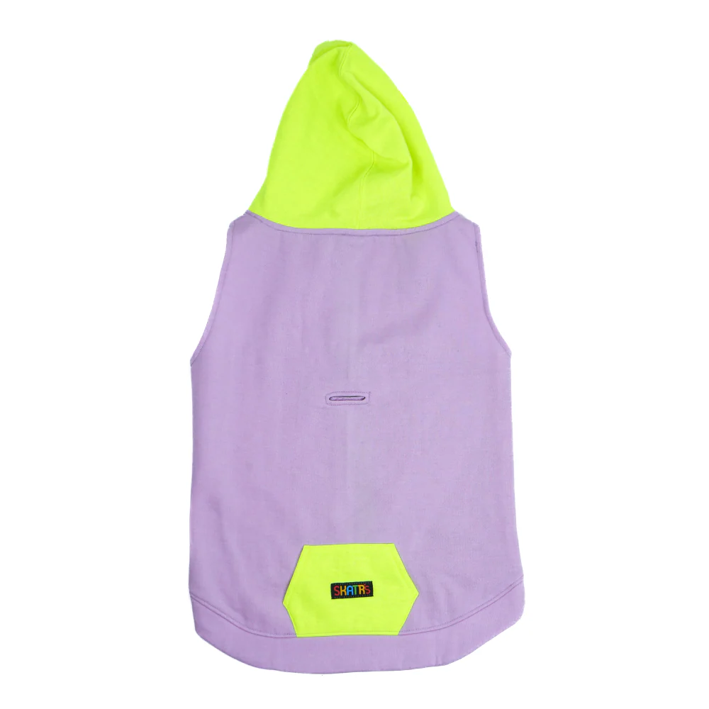 Skatrs Lilac Pop In-Style Hoodie For Dogs and Cats(Lilac & Neon Green) - Image 2