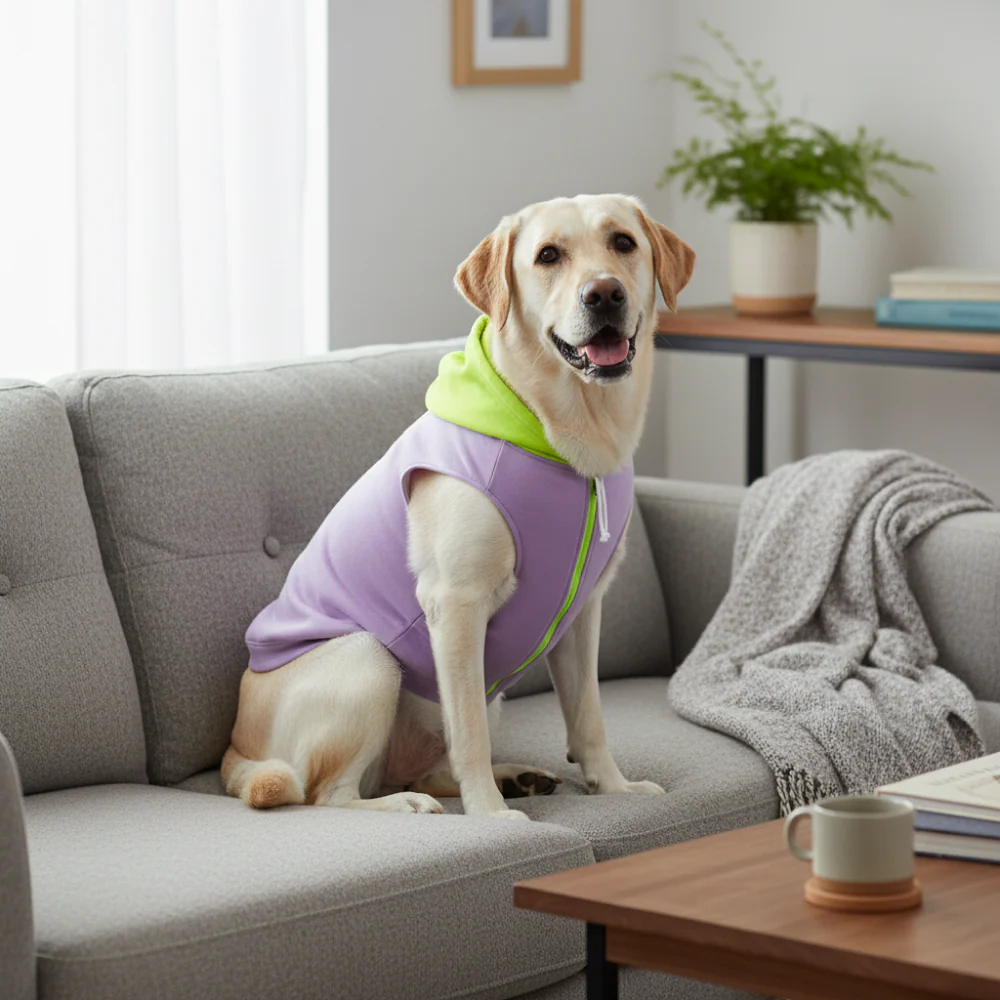Skatrs Lilac Pop In-Style Hoodie For Dogs and Cats(Lilac & Neon Green) - Image 3