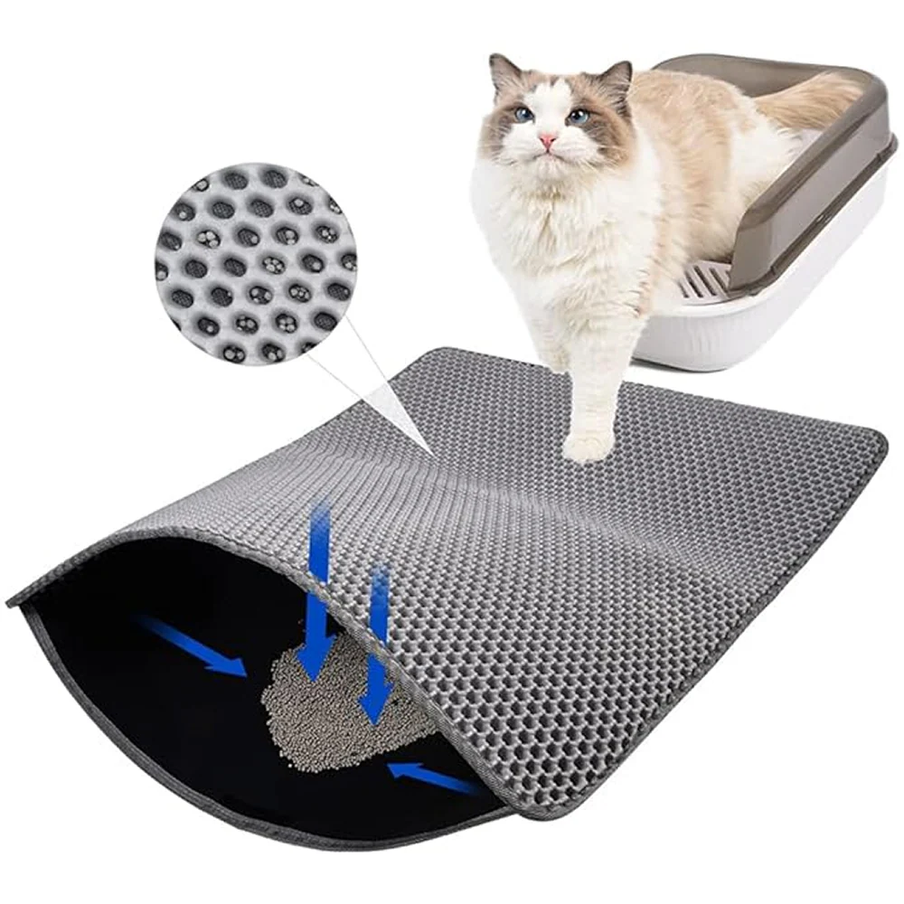 Skatrs Double Layer Litter Mat for Cats (Grey/Black)