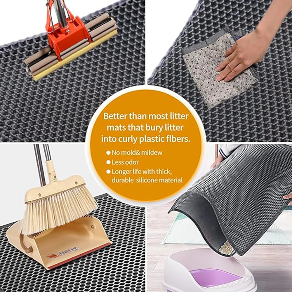 Skatrs Double Layer Litter Mat for Cats (Grey/Black) - Image 5