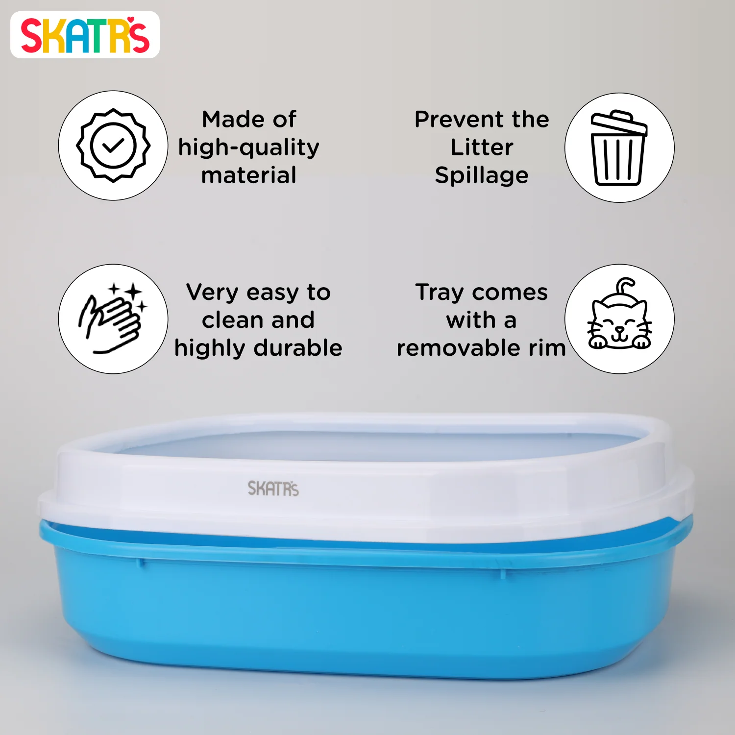 Skatrs Litter Tray for Cats (Blue) - Image 5