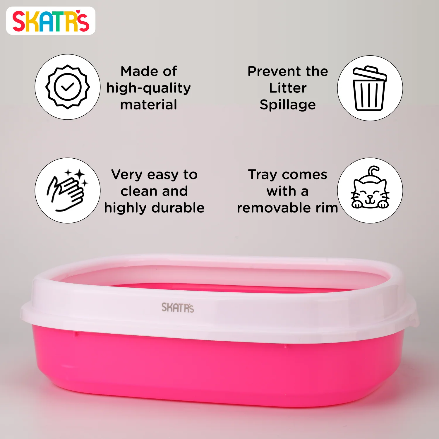 Skatrs Litter Tray for Cats (Pink) - Image 4
