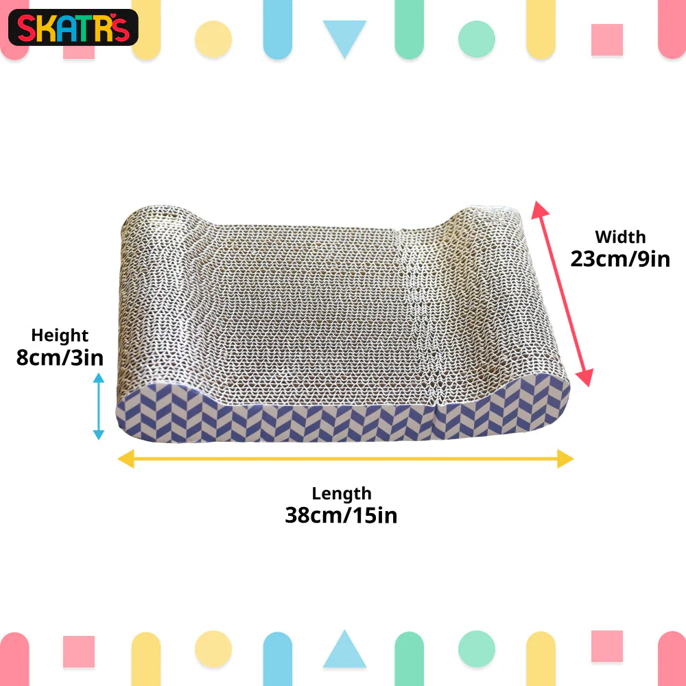 Skatrs Lounge Corrugated Cardboard Scratcher Pad Toy With Catnip for Cats (Length 38cm) - Image 2
