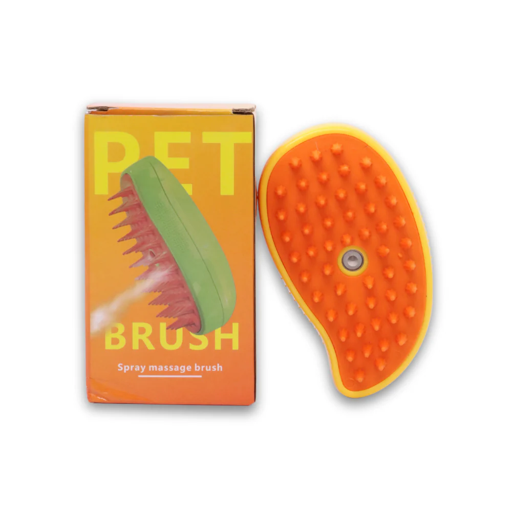 Skatrs Mango Shape Spray Massage Brush for Dogs and Cats (Yellow) - Image 3