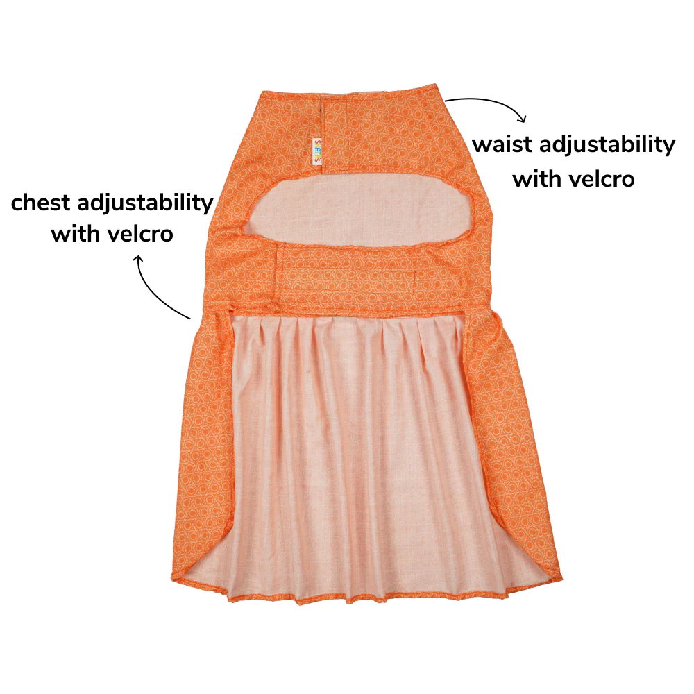 Skatrs Marigold Mandala Printed Dress for Dogs and Cats (Orange) - Image 6