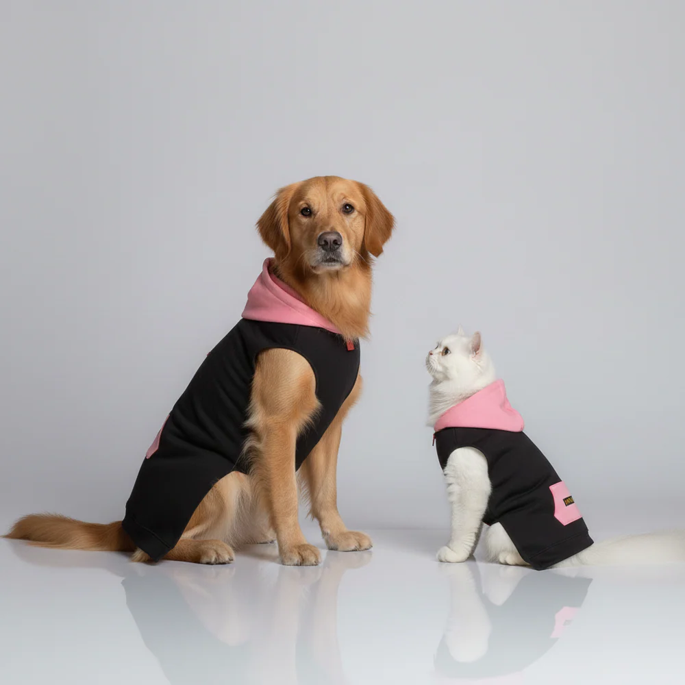 Skatrs Midnight Pop In-Style Hoodie For Dogs and Cats (Black & Neon Pink) - Image 13