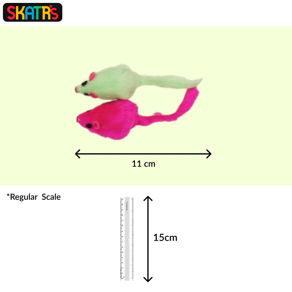 Skatrs Mouse Rattle Toy Set for Cats (Cyan/Pink) - Image 2