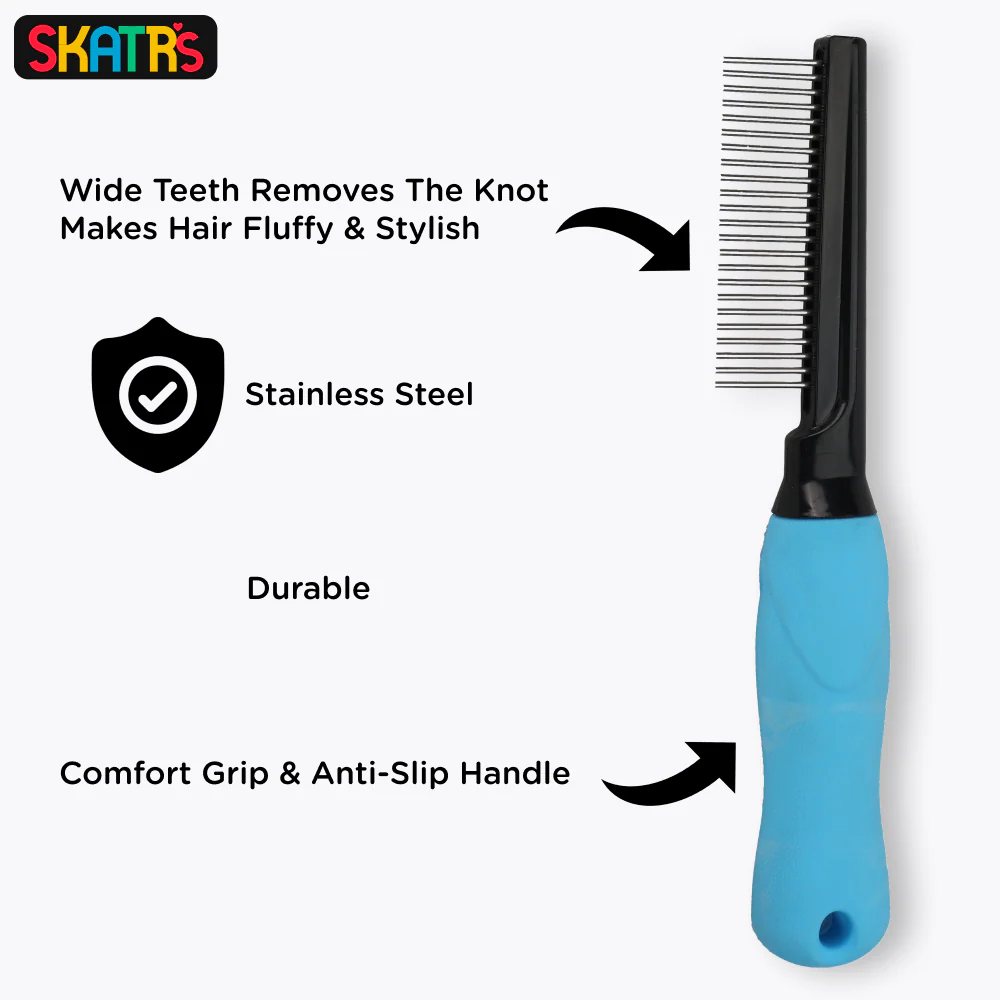 Skatrs Easy Grip Handle Comb Brush for Dogs and Cats - Image 3