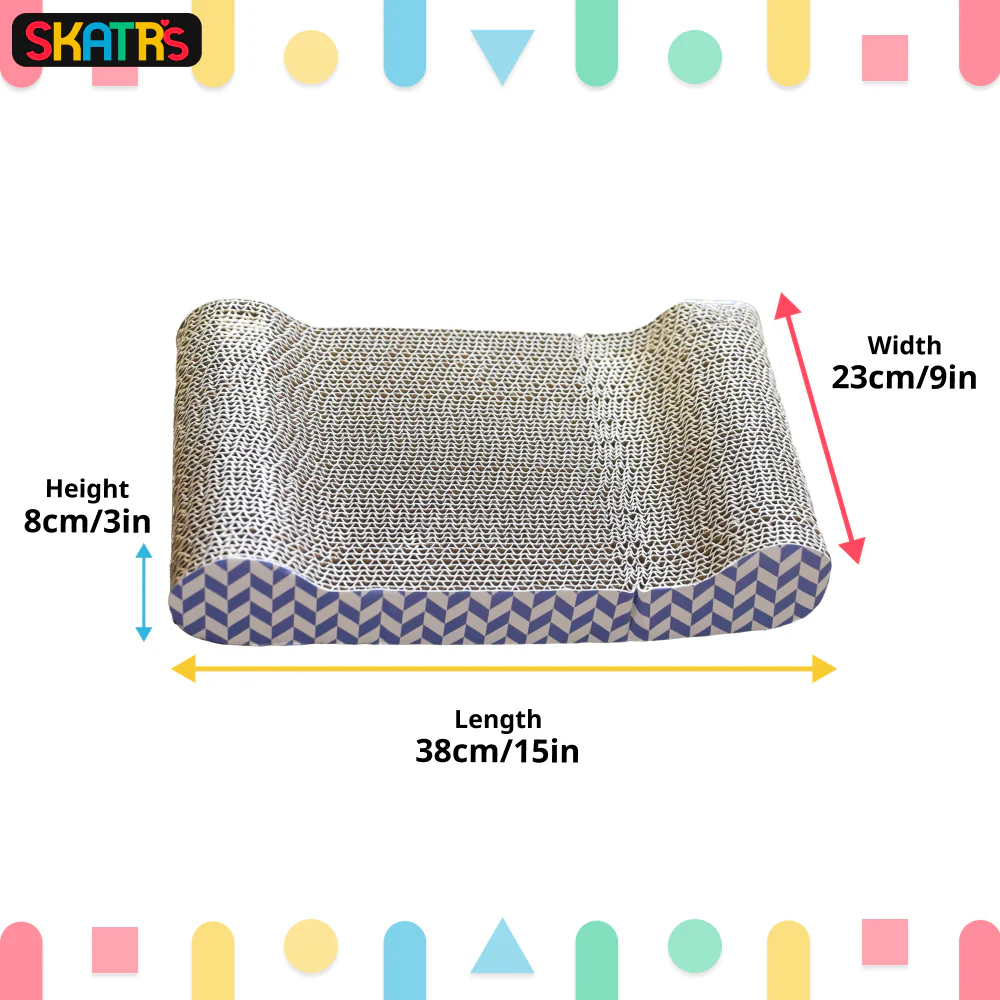 Skatrs Lounge Corrugated Cardboard Scratcher Pad Toy With Catnip for Cats (Length 38cm) - Image 2