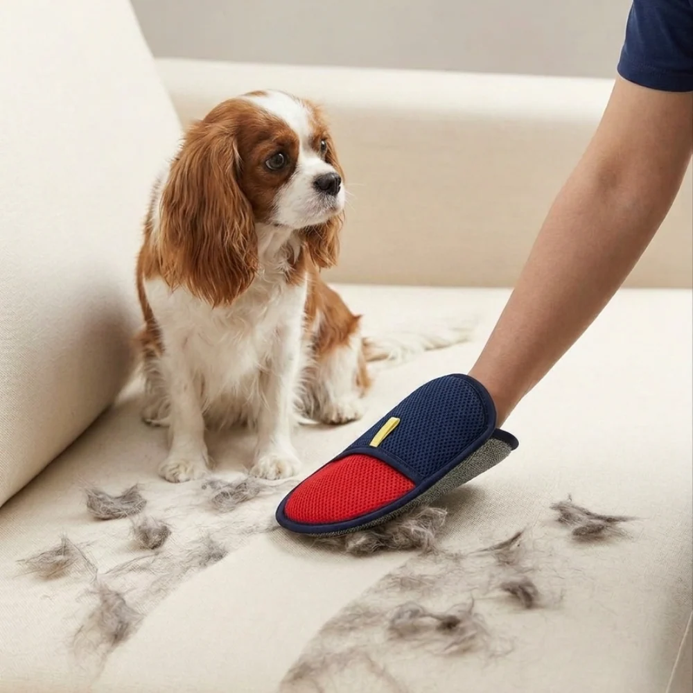 Skatrs Pet Hair & Lint Removal Gloves Static Enhanced Grooming Mitt for Dogs & Cats, Reusable Cleaning Glove for Furniture, Carpets & Car Seats ( Colour May Vary)