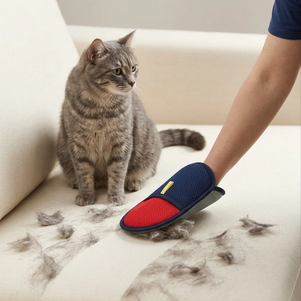 Skatrs Pet Hair & Lint Removal Gloves Static Enhanced Grooming Mitt for Dogs & Cats, Reusable Cleaning Glove for Furniture, Carpets & Car Seats ( Colour May Vary) - Image 8