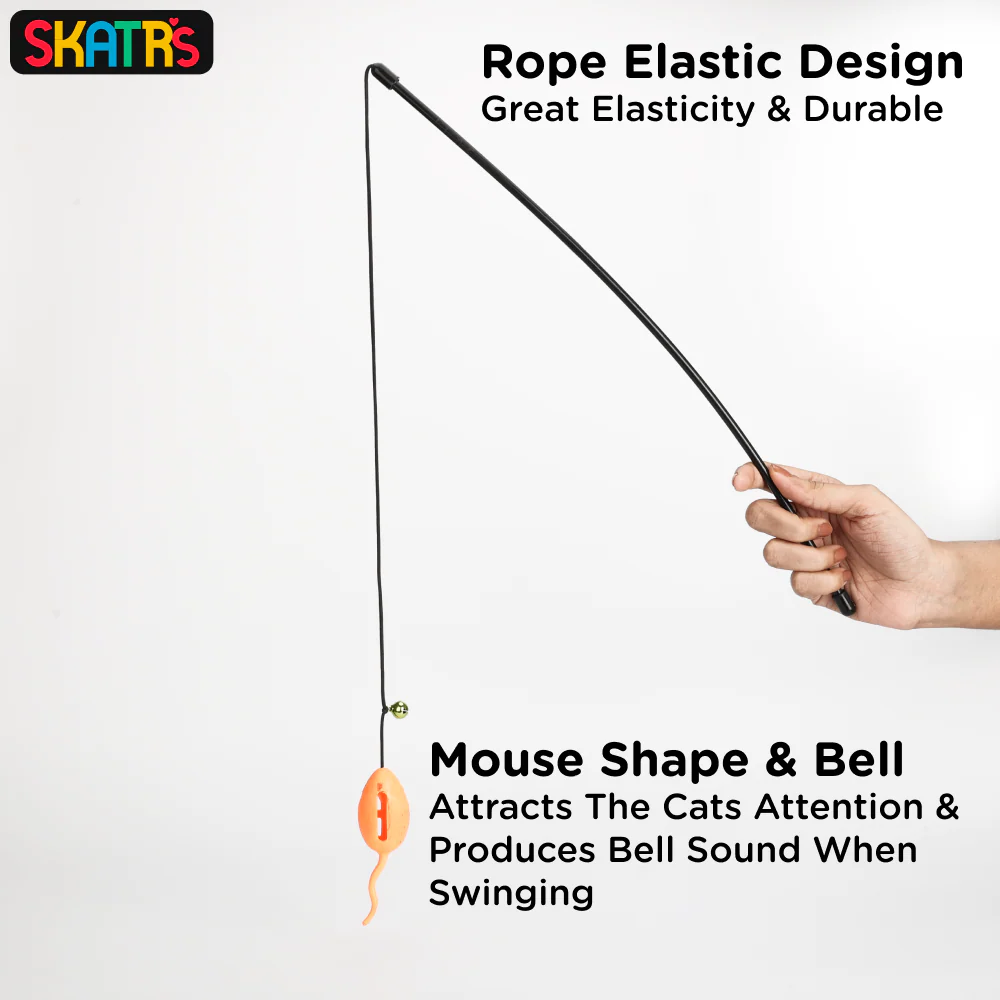 Skatrs Playing Wand with Mouse Toy for Cats - Image 3