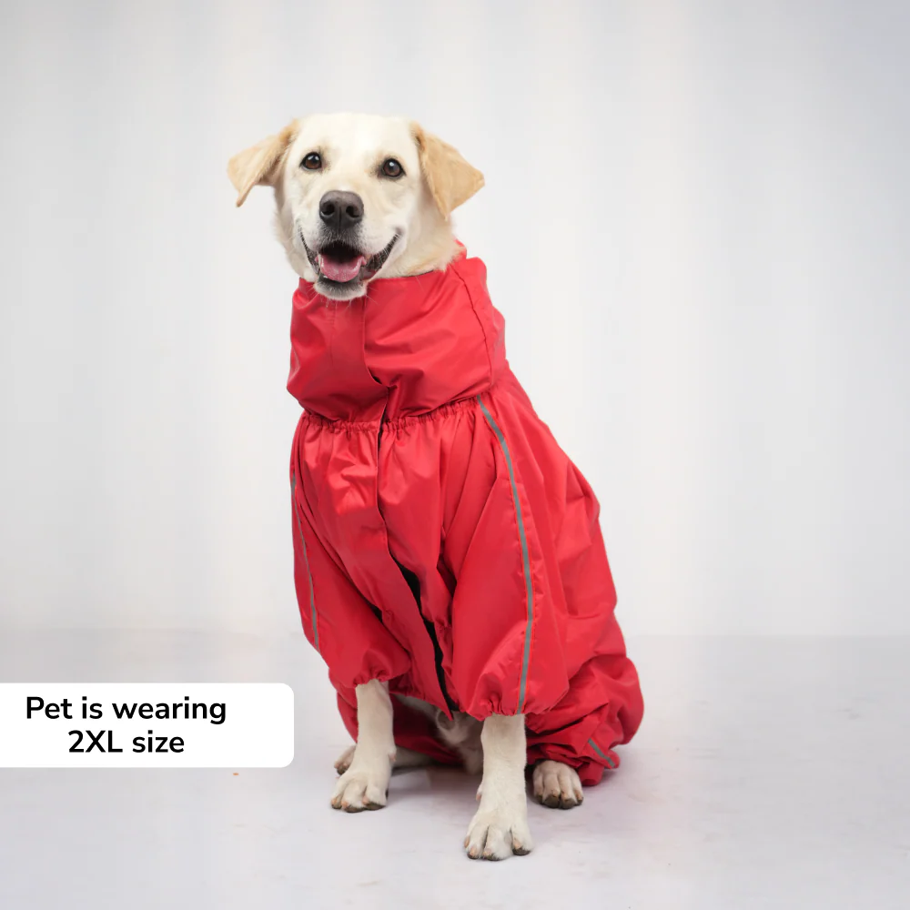 Skatrs RainRider Pro Reflective Waterproof Dog Raincoat (Red) - Image 3