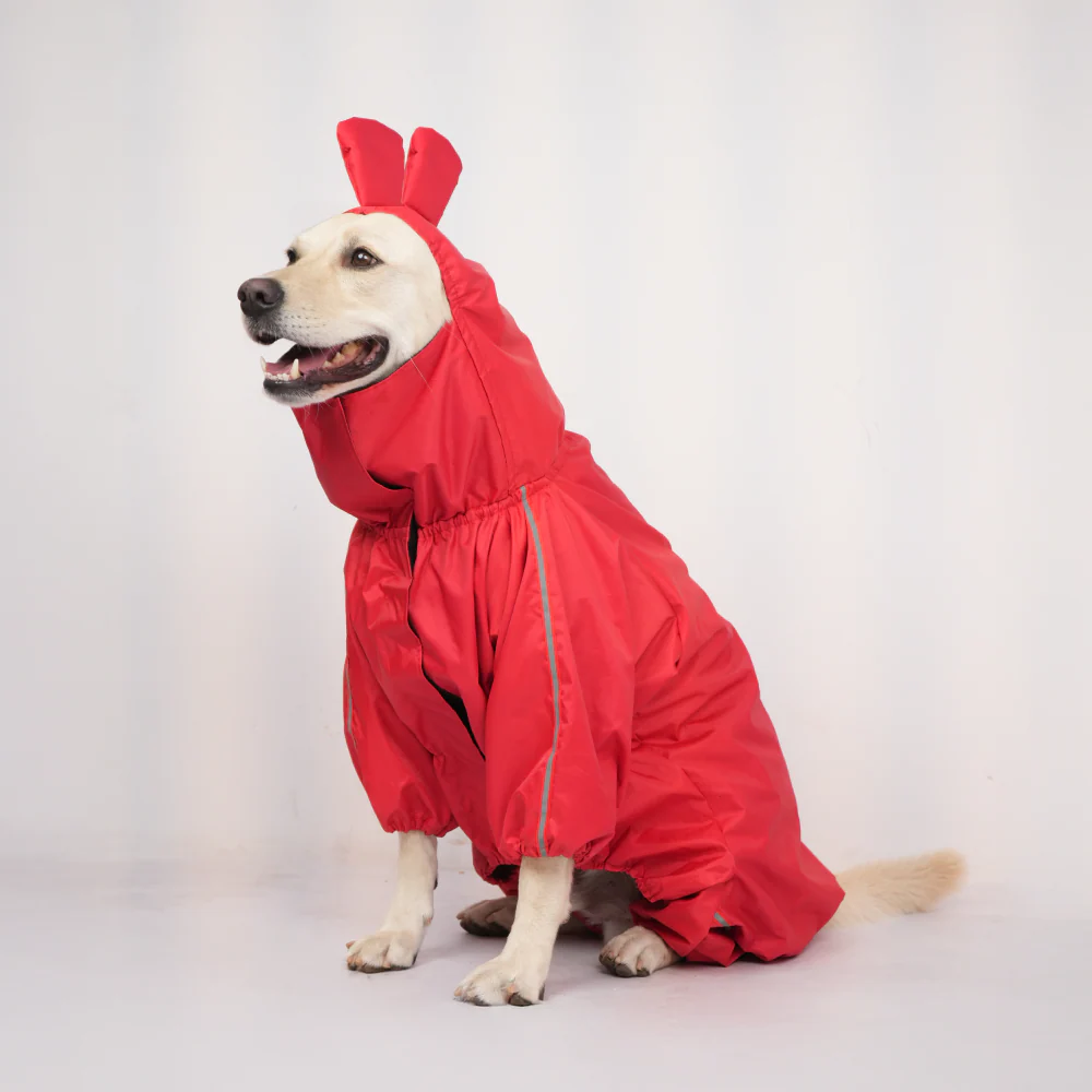 Skatrs RainRider Pro Reflective Waterproof Dog Raincoat (Red) - Image 5
