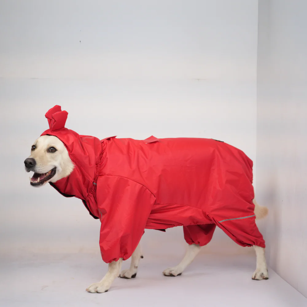 Skatrs RainRider Pro Reflective Waterproof Dog Raincoat (Red) - Image 6