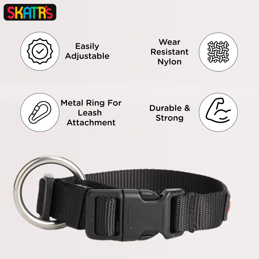 Skatrs Nylon Collar for Dogs and Cats (Black) - Image 3