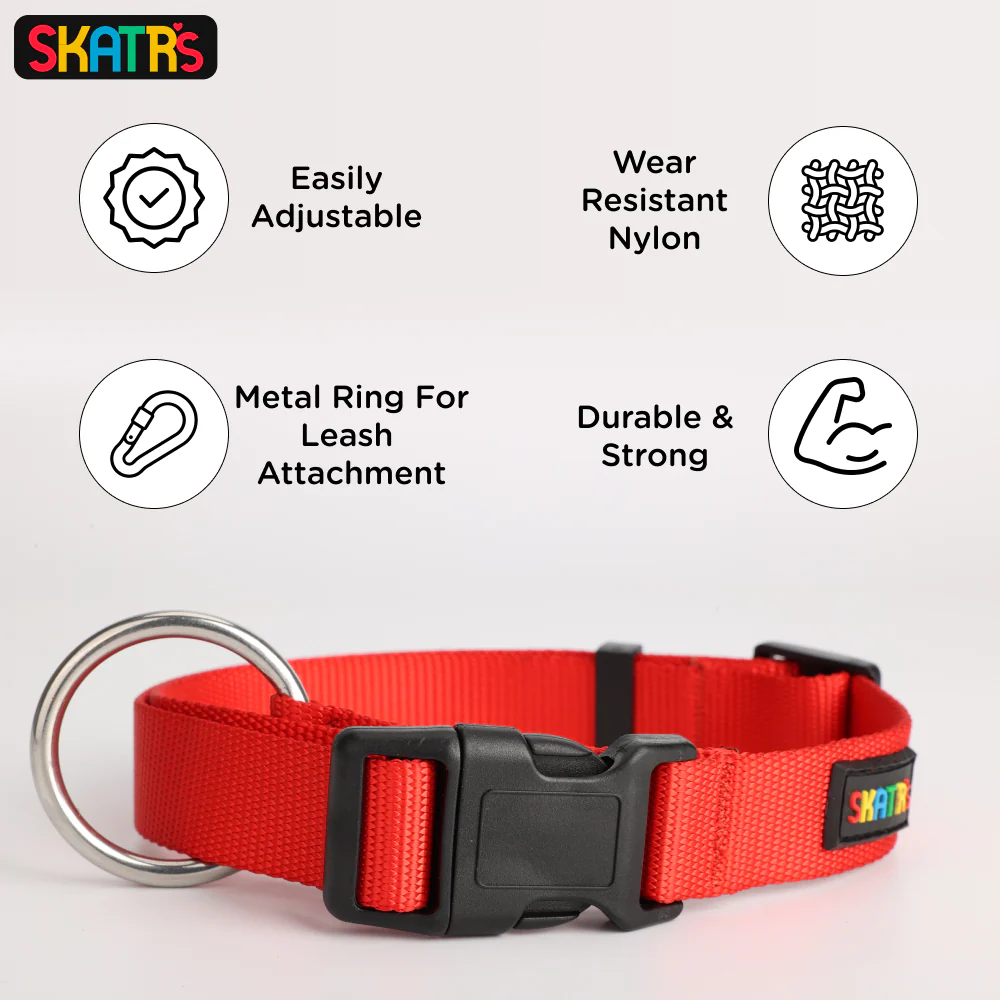Skatrs Nylon Collar for Dogs and Cats (Red) - Image 3