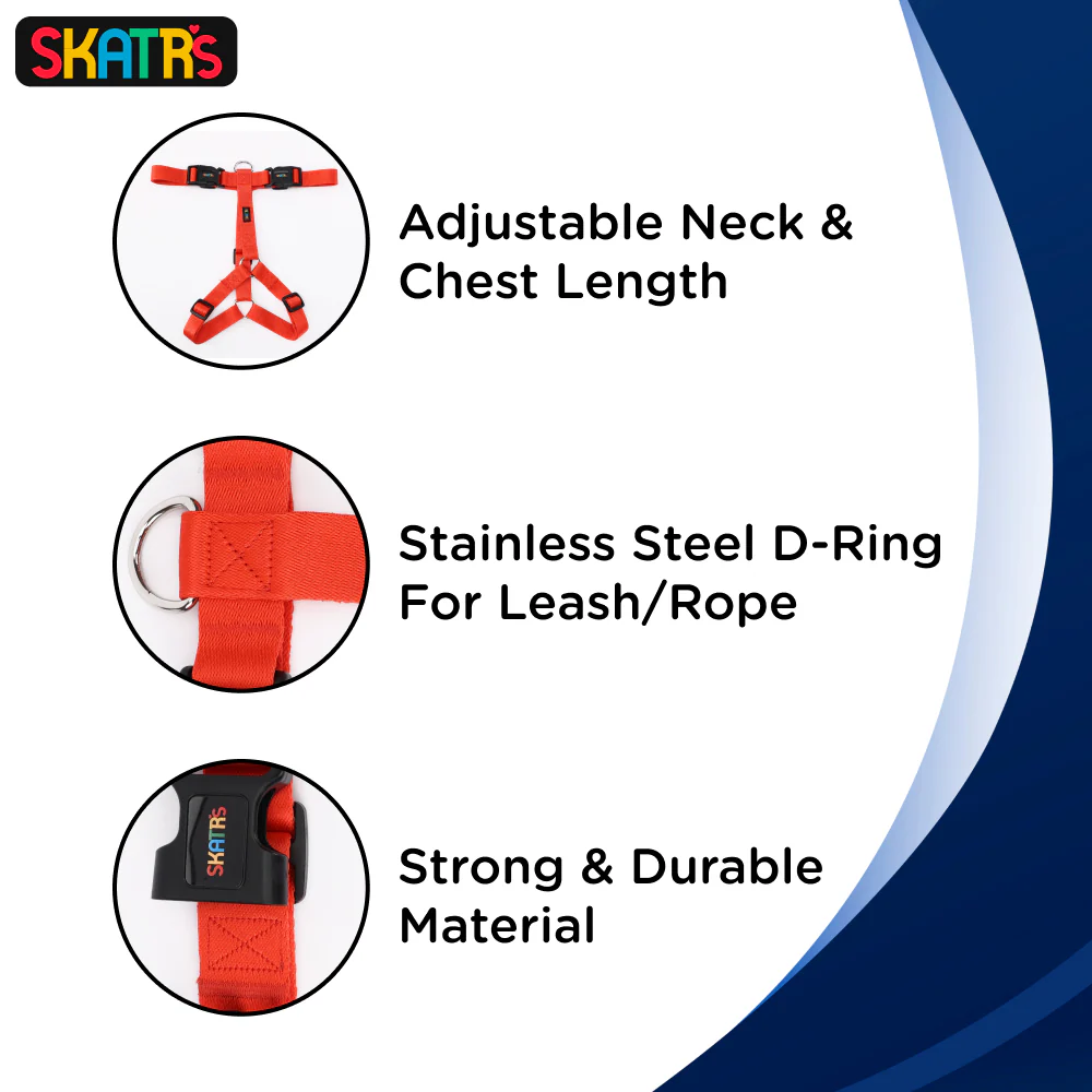 Skatrs Premium H Harness for Dogs (Coral Red) - Image 4