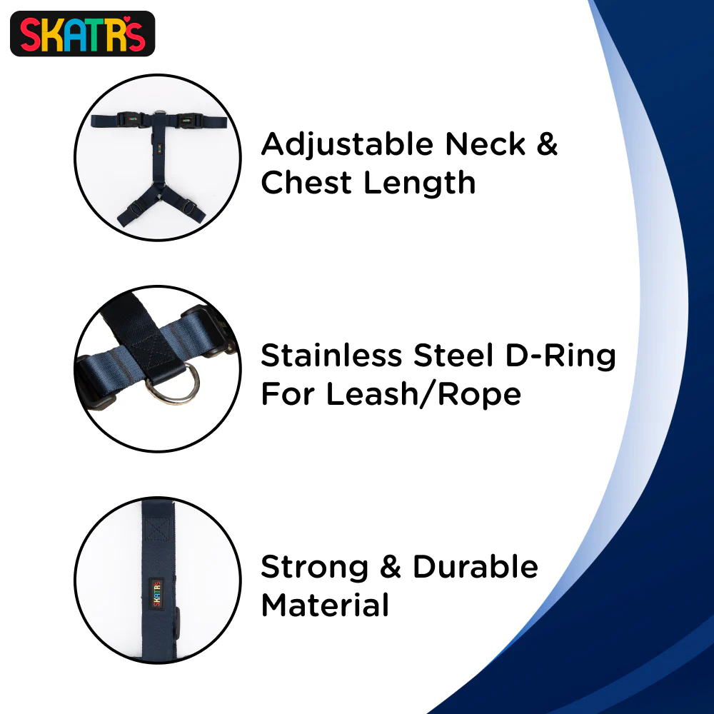 Skatrs Premium H Harness for Dogs (Midnight Blue) - Image 3