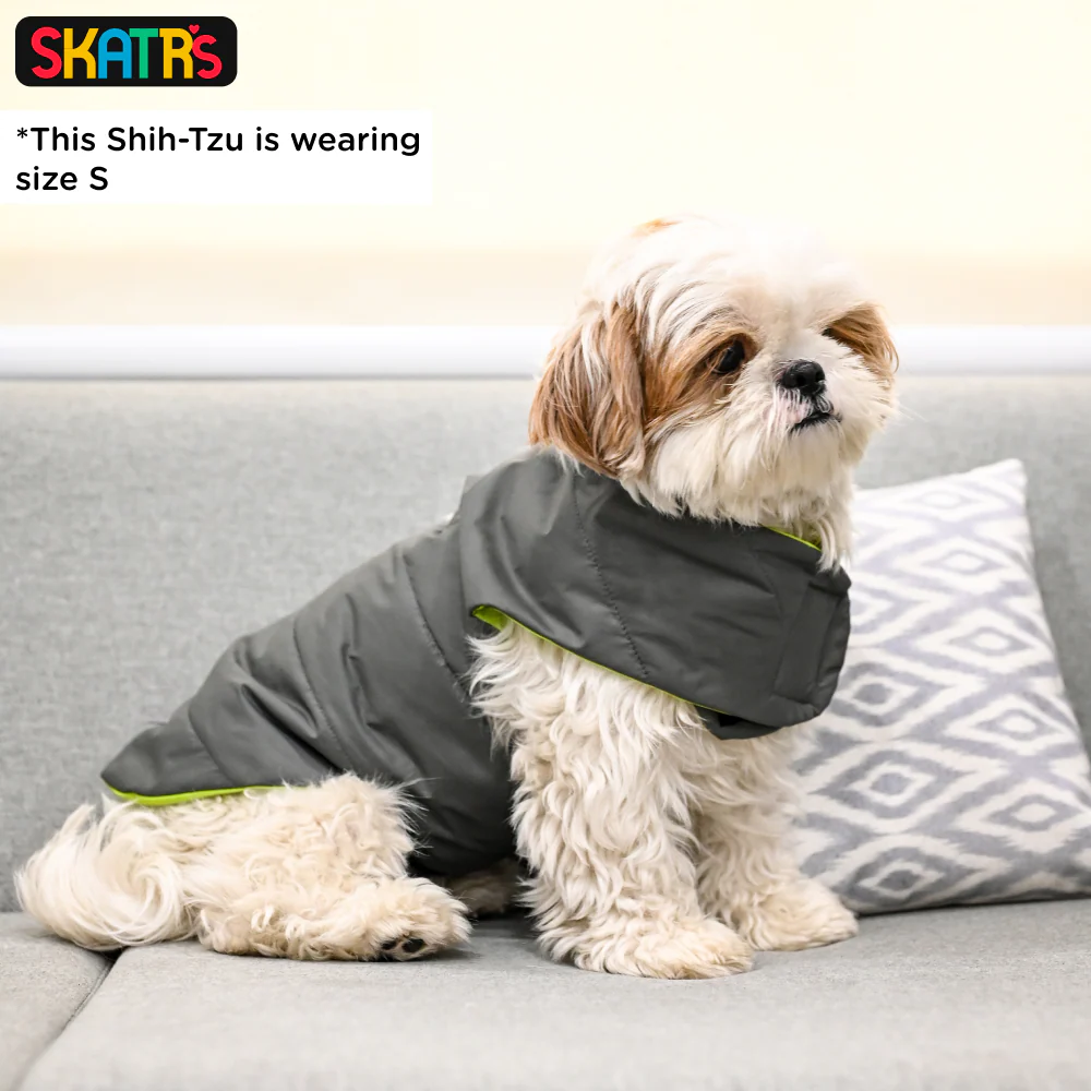 Skatrs Smokey Grey Puffer Reversible Jacket for Dogs and Cats | With Adjustable Baby Velcro - Image 5