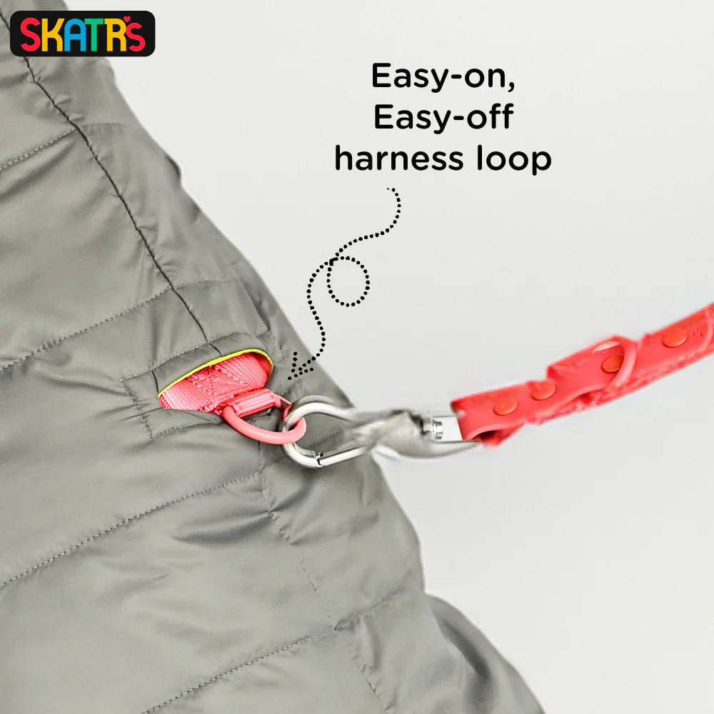 Skatrs Smokey Grey Puffer Reversible Jacket for Dogs and Cats | With Adjustable Baby Velcro - Image 8