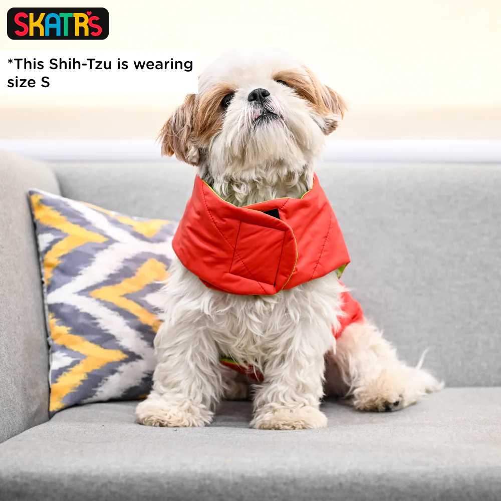 Skatrs Coral Red Puffer Reversible Jacket for Dogs and Cats | With Adjustable Baby Velcro - Image 10
