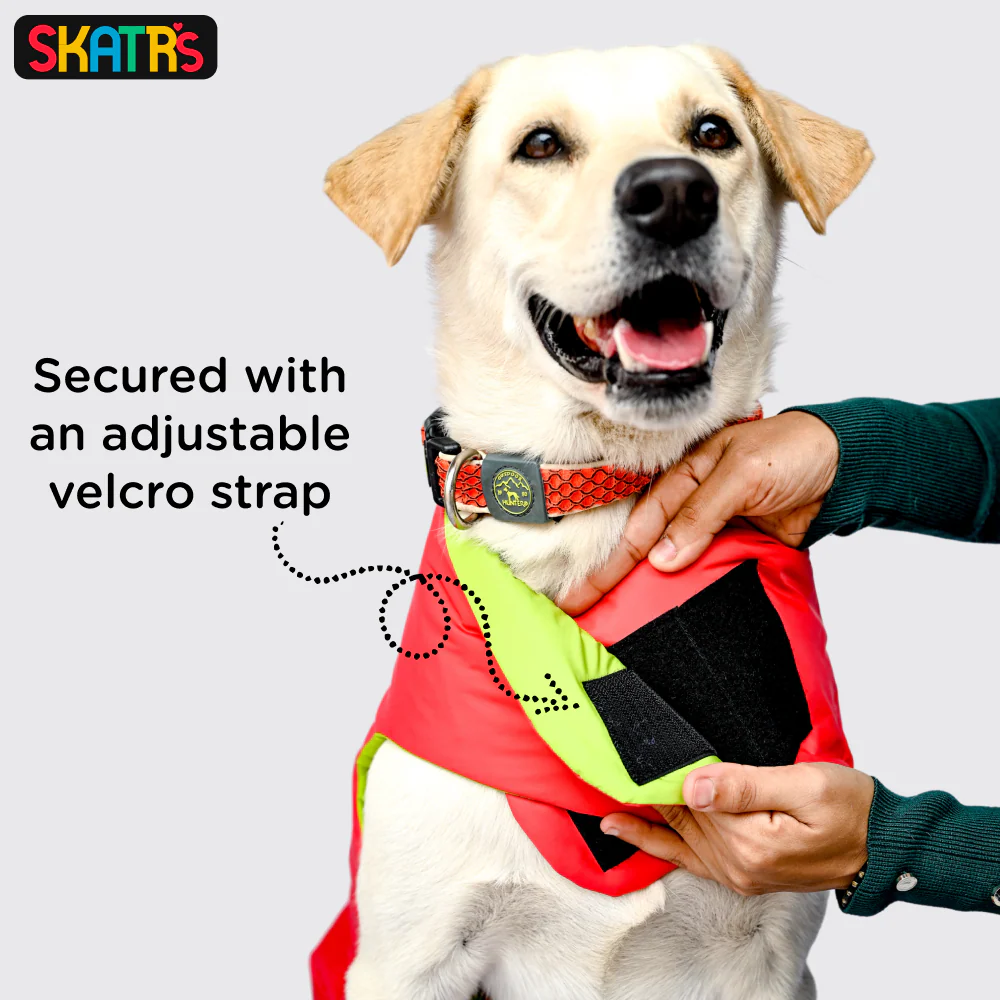 Skatrs Coral Red Puffer Reversible Jacket for Dogs and Cats | With Adjustable Baby Velcro - Image 6